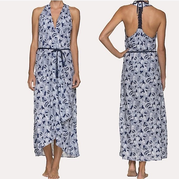 Helen Jon Island Sol Sleeveless Kimono Dress Navy Size Small - Picture 1 of 6